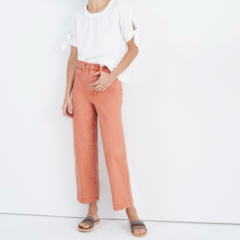 Madewell Women's Slim Emmett Wide-Leg Crop Pants In Sweet Dahlia